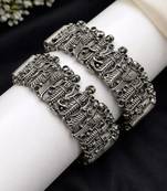 Oxidized silver ram darbar kada bangle – temple jewelry statement cuff bracelet