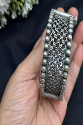 Oxidized silver bangle bracelet set for women|vintage tribal boho jewelry|ghungroo ethnic