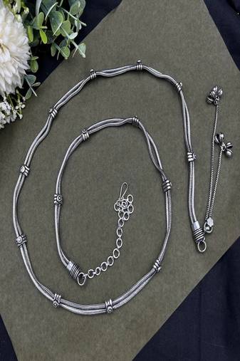 Oxidized silver kamarbandh waist chain: boho indian belly dance belt