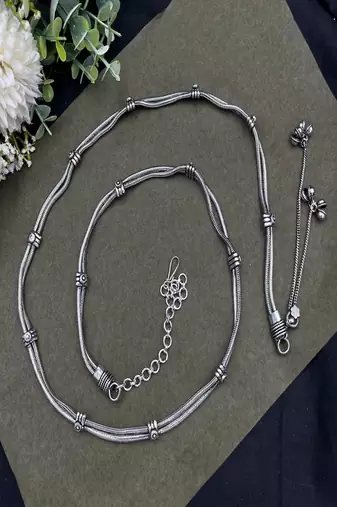 Oxidized silver kamarbandh waist chain: boho indian belly dance belt