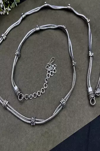 Oxidized silver kamarbandh waist chain: boho indian belly dance belt