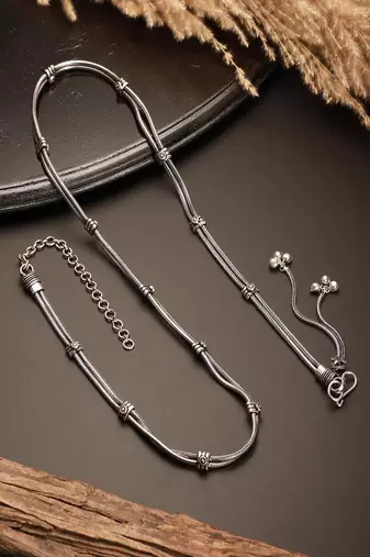 Oxidized silver kamarbandh waist chain: boho indian belly dance belt