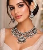 Antique guttapusalu long haram set: south indian bridal jewelry  vintage ethnic statement necklace