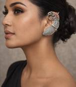 Oxidised silver peacock ear cuff | statement tribal ear crawler