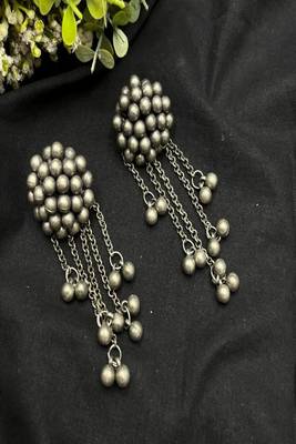 Oxidized silver ghungroo earrings, boho tribal statement dangle jewelry 3