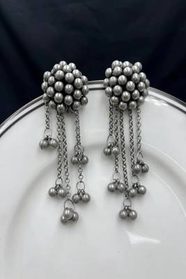 Oxidized silver ghungroo earrings, boho tribal statement dangle jewelry 4