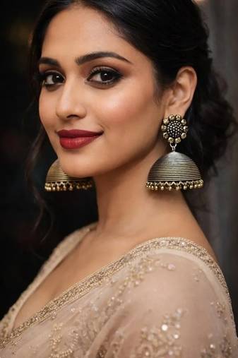 German oxidized silver gold dual tone jhumka earrings – large tribal dome drop earrings