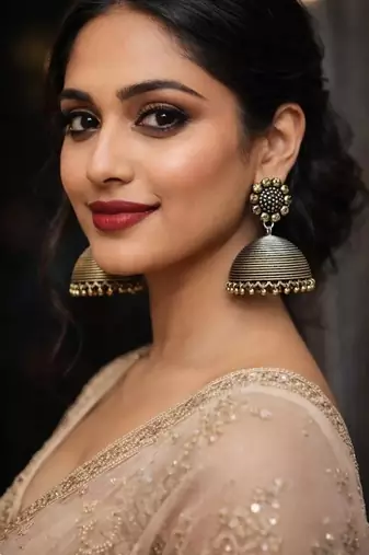 German oxidized silver gold dual tone jhumka earrings – large tribal dome drop earrings