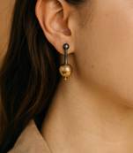 Oxidized ball drop brass earrings|dual tone boho designer earrings