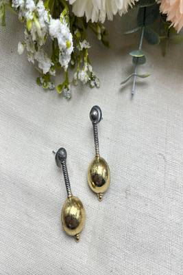 Oxidized ball drop brass earrings|dual tone boho designer earrings 2