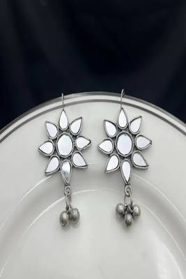 Dainty small star design mirror stud earrings|oxidised silver glass earrings for navratri 2