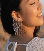 Oxidised mismatched earrings for women boho tribal earcuff and stud set