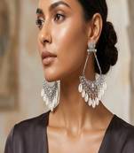 Oxidized cowrie shell dangle earrings: tribal indian jewelry