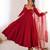 Maroon Partywear chanderi silk anarkali suit set with dupatta