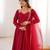 Maroon Partywear chanderi silk anarkali suit set with dupatta