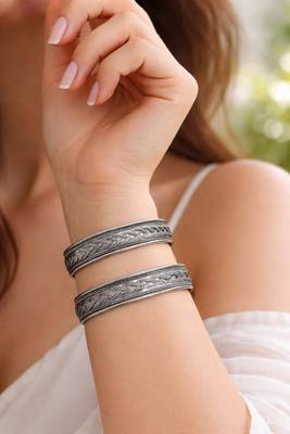 Celtic knot silver cuff bracelet set, viking braided cuff bangle, adjustable tribal bracelet for women 2
