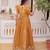 Yellow silver crunchy beads embroidered work designer gown