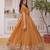 Yellow silver crunchy beads embroidered work designer gown