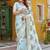 Sky blue color kota crishtal thread embroidered jacquard  border saree