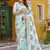 sky blue silk blend saree with jacquard & thread work