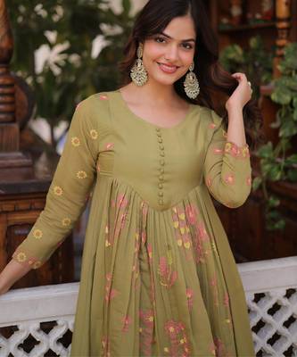 Pista mal chanderi beads embroidered work kurta sets 3