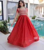 Fanta silk sequins & zari beads embroidered work designer gown