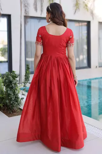Fanta silk sequins & zari beads embroidered work designer gown