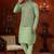 Green full computer amrodery modi jacket kurta pajama set with flower thred work & fancy botton