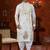 Off white soft silk with flower booti & daman amrodery work with thred and less work dhoti kurta set