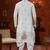 Off white soft silk with flower booti & daman amrodery work with thred and less work dhoti kurta set