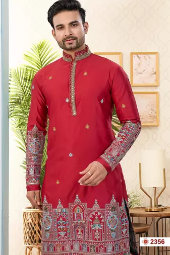 maroon silk dhoti kurta with flower booti & daman work