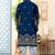 Blue   soft silk with flower booti & daman amrodery work with thred and less work dhoti kurta set