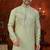 Pista green soft silk with zari work on neck & daman amrodery work with thred and less work kurta pajama set