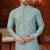 Mint blue soft silk with beads work on neck & daman amrodery work with thred and less work kurta pajama set