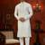 Cream soft silk with beads & mirror work on neck & daman amrodery work with thred and less work kurta pajama set