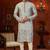 Gray  soft silk with flower booti & daman amrodery work with thred and less work kurta pajama set