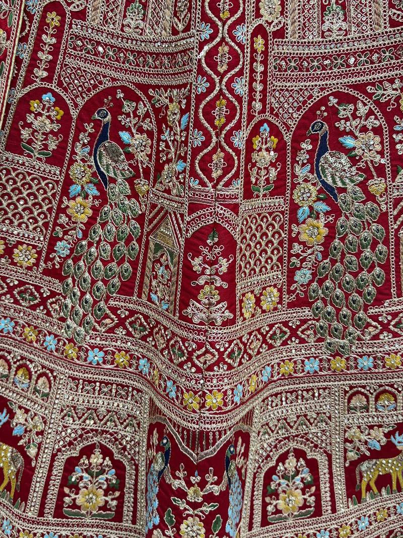 Sensational Red Thread Work Silk Bridal Lehenga Choli With Double Dupatta