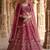 Classy Pink Thread Work Silk Bridal Lehenga Choli With Double Dupatta