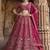 Classy Pink Thread Work Silk Bridal Lehenga Choli With Double Dupatta
