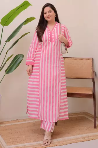 Pink designer rayon kurta with pant set for women | comfortable daily wear