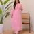 Pink designer rayon kurta with pant set for women | comfortable daily wear