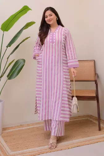 Levendar designer rayon kurta with pant set for women | comfortable daily wear
