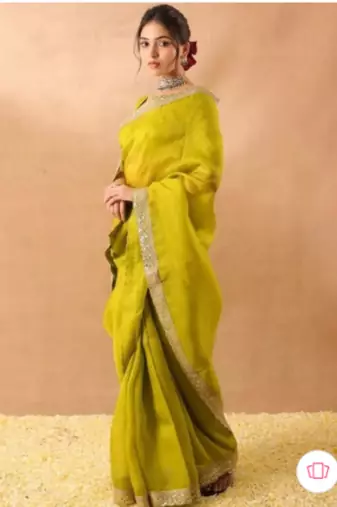 Embellished sequinned art silk heavy work saree