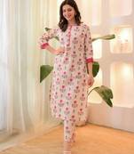Pink women stylish rayon kurta pant set | designer neckline | comfortable ethnic wear