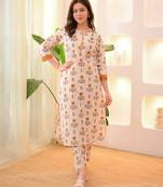 Orange women stylish rayon kurta pant set | designer neckline | comfortable ethnic wear