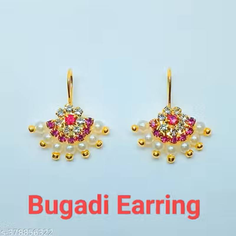 Indian bollywood gold plated bugadi earrings for women and girls jewelry set