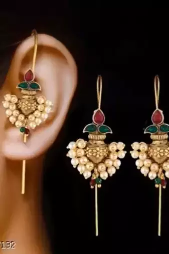 Indian bollywood gold plated bugadi earrings for women and girls jewelry set