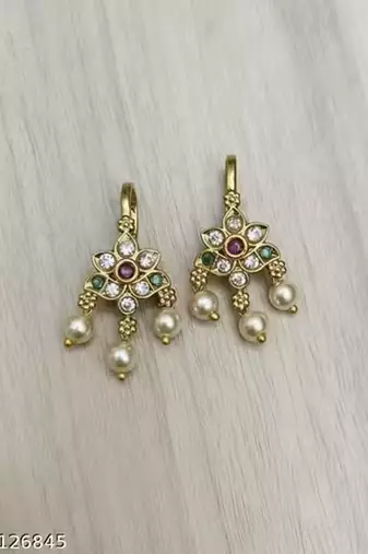Indian bollywood gold plated bugadi earrings for women and girls jewelry set