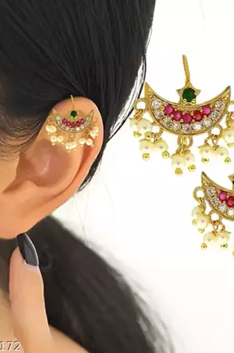 Indian bollywood gold plated bugadi earrings for women and girls jewelry set