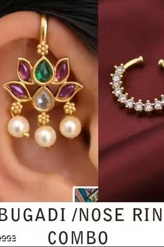 Indian bollywood gold plated bugadi earrings for women and girls jewelry set